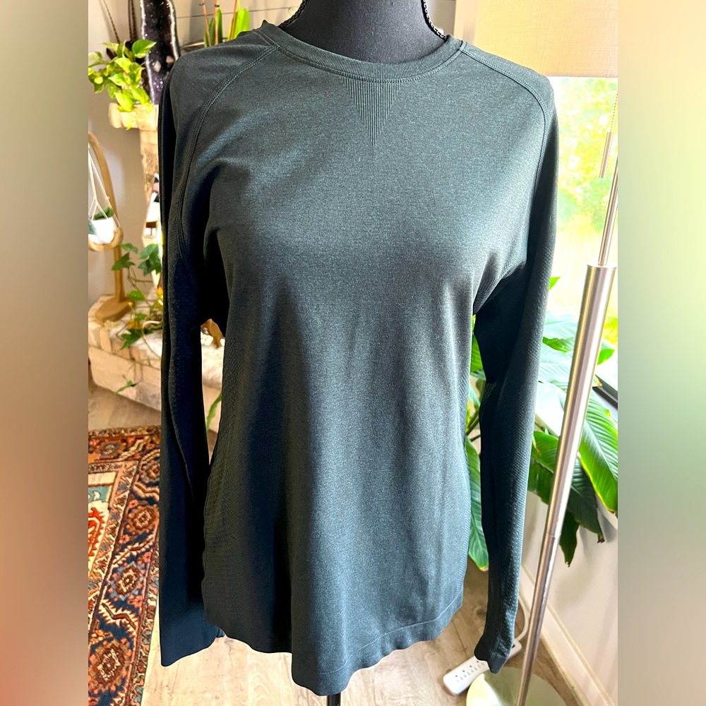 Figs Dark Olive Heathered Long Sleeve Seamless Underscrub Top